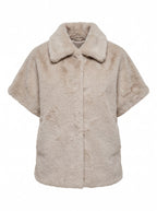 FAUX FUR CAPE COAT WITH POINTED COLLAR