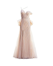 CELESTIAL EMBROIDERED EVENING GOWN