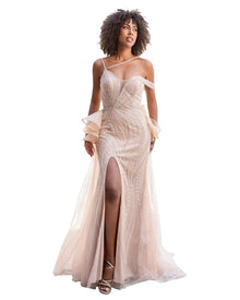 CELESTIAL EMBROIDERED EVENING GOWN
