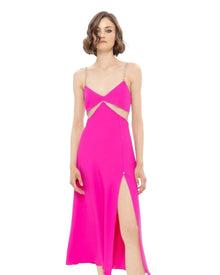 CHAIN STRAP CUTOUT SLIP DRESS