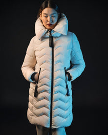 CHEVRON QUILTED LONG PUFFER