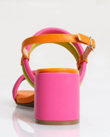 COLORBLOCK CURVED STRAP SANDALS