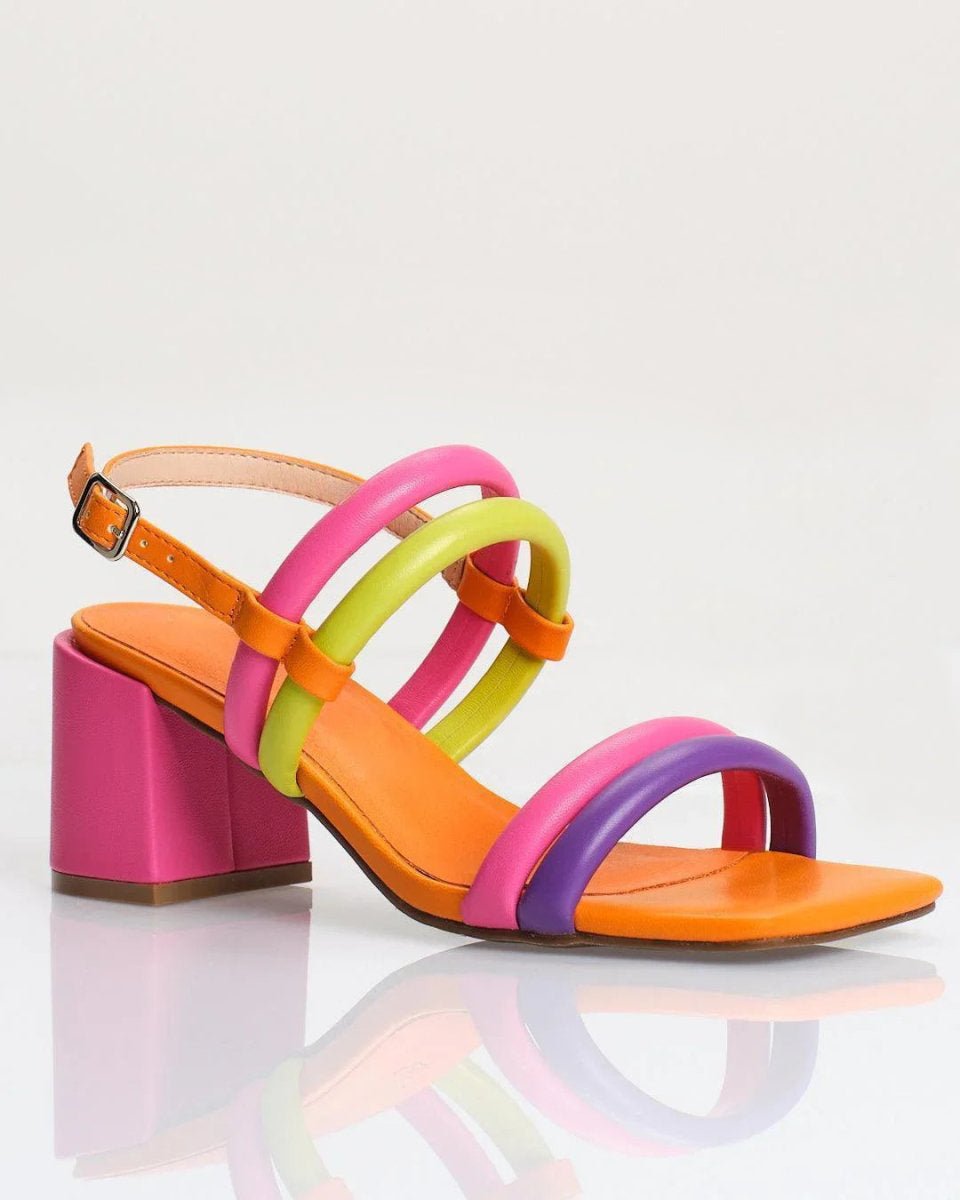 COLORBLOCK CURVED STRAP SANDALS