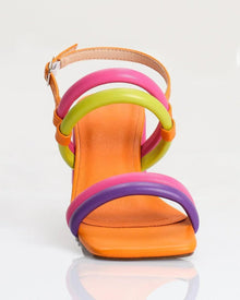 COLORBLOCK CURVED STRAP SANDALS