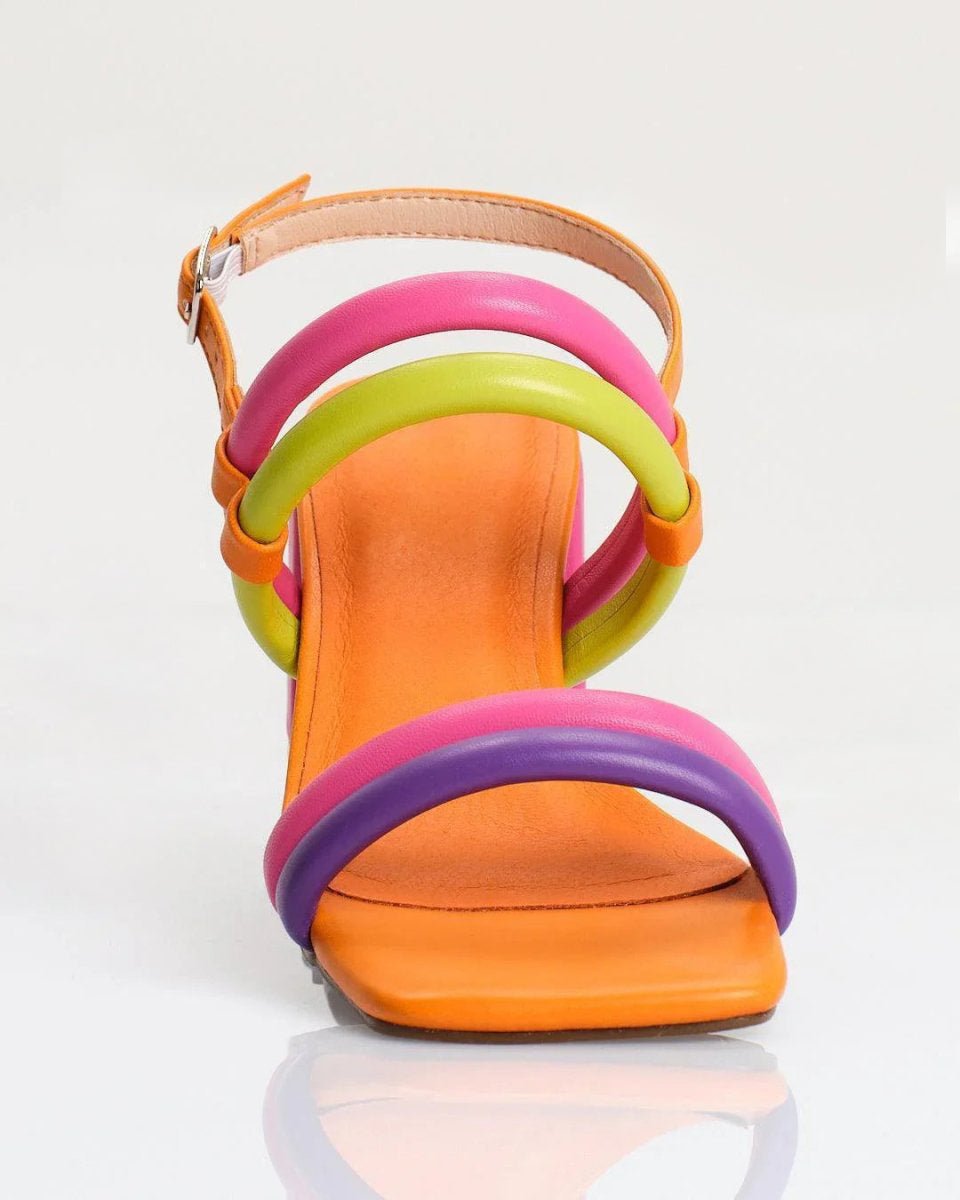 COLORBLOCK CURVED STRAP SANDALS