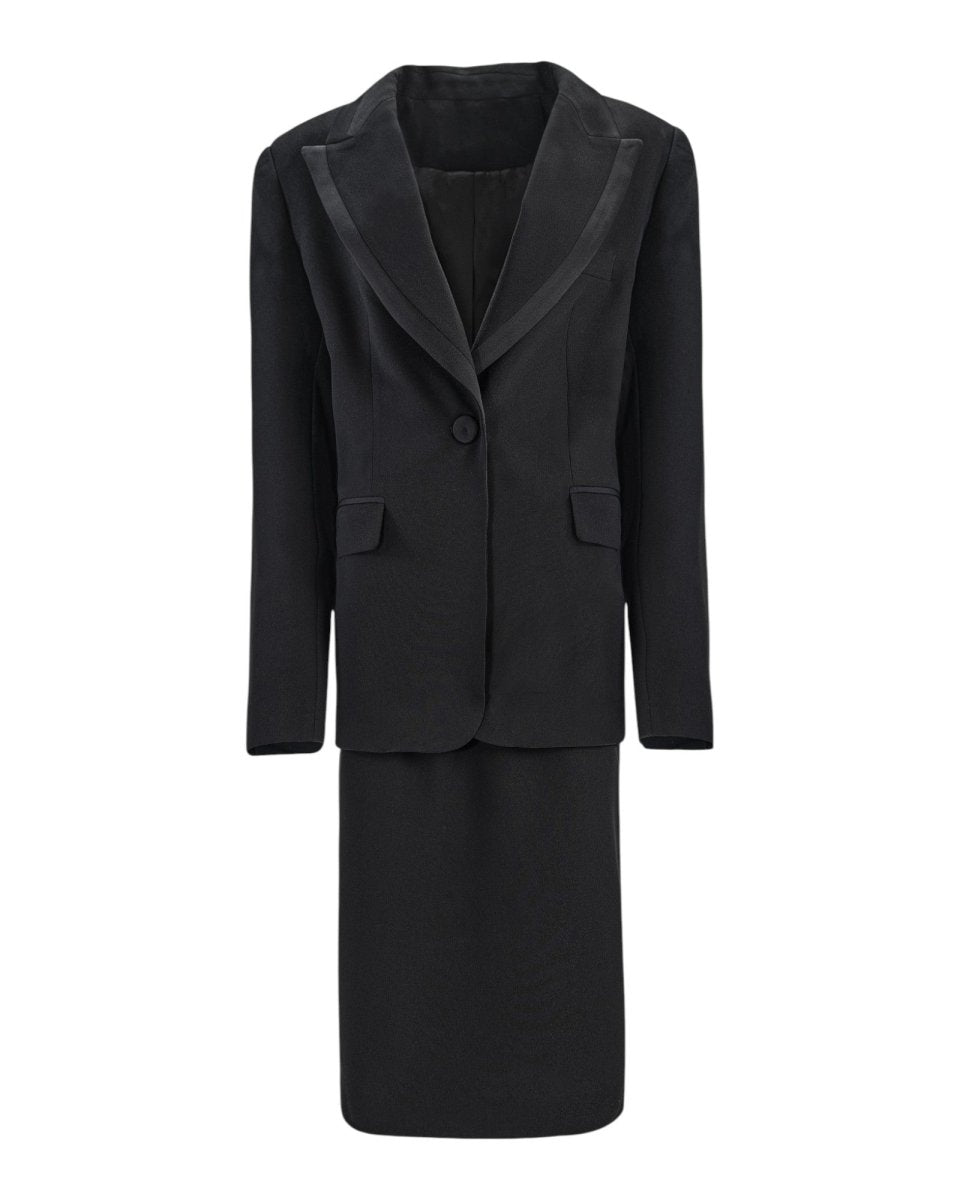 CONTRAST LAPEL SKIRT SET - Nakhle.Ets - ensemble