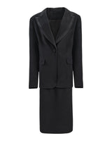 CONTRAST LAPEL SKIRT SET