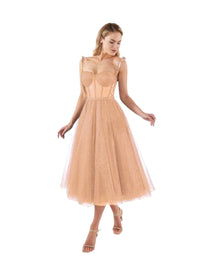CORSET MIDI DRESS IN LACE TULLE