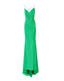 CROSS-BACK DRAPED SATIN GOWN