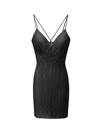 CRYSTAL CRISS-CROSS SHORT DRESS