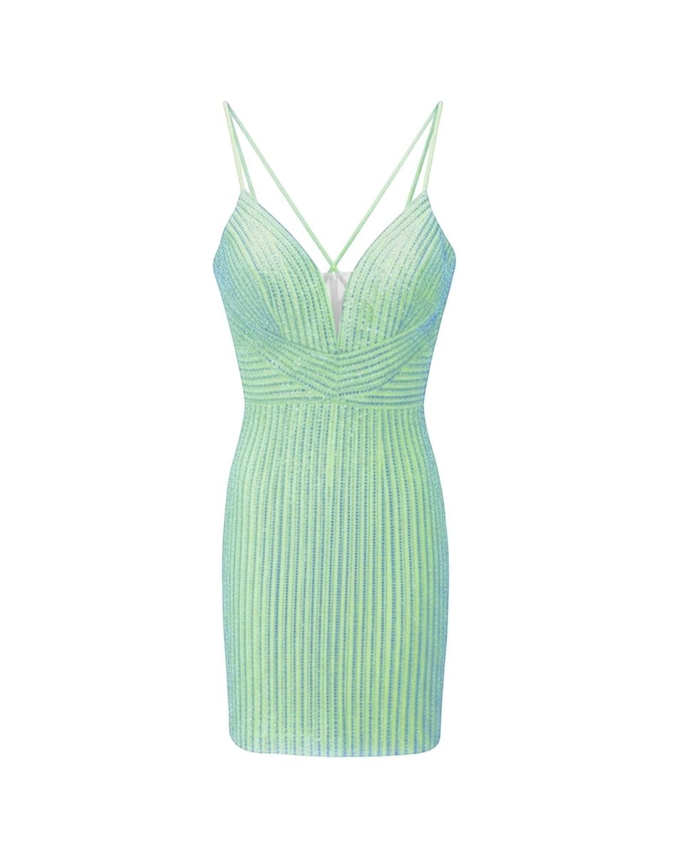 CRYSTAL CRISS-CROSS SHORT DRESS