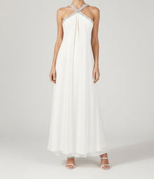 CRYSTAL HALTER COLUMN GOWN