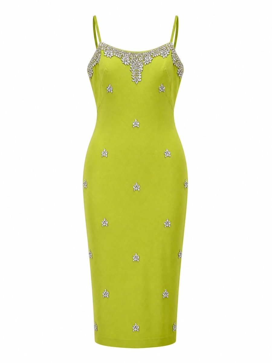 CRYSTAL-SCATTER MIDI DRESS