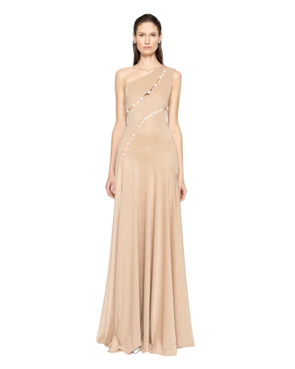 CRYSTAL SPIRAL CUTOUT GOWN