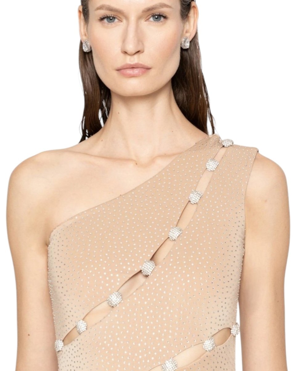 CRYSTAL SPIRAL CUTOUT GOWN - Nakhle.Ets - Dresses