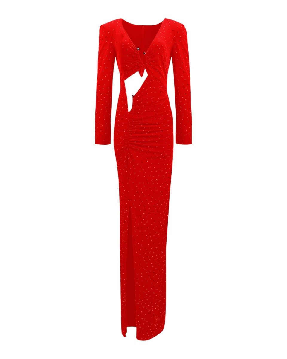 CRYSTAL STUDDED CUTOUT GOWN