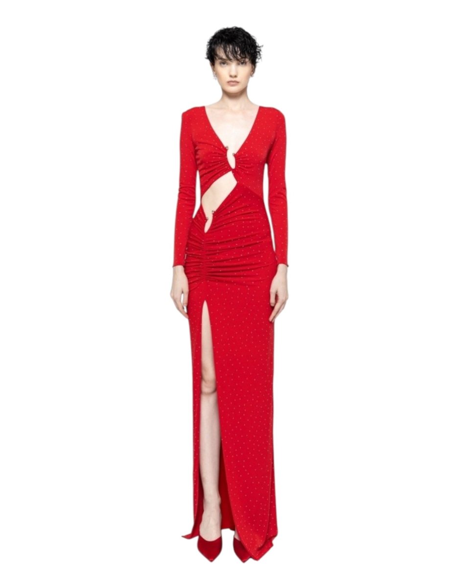 CRYSTAL STUDDED CUTOUT GOWN