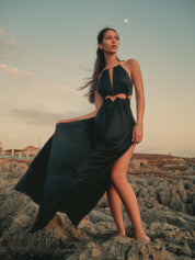 CUTOUT HALTER MAXI DRESS - Nakhle.Ets - Dresses