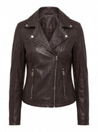 LEATHER ASYMMETRIC ZIP BIKER JACKET
