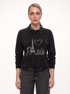 PARIS SCRIPT FUNNEL-NECK RIBBED KNIT