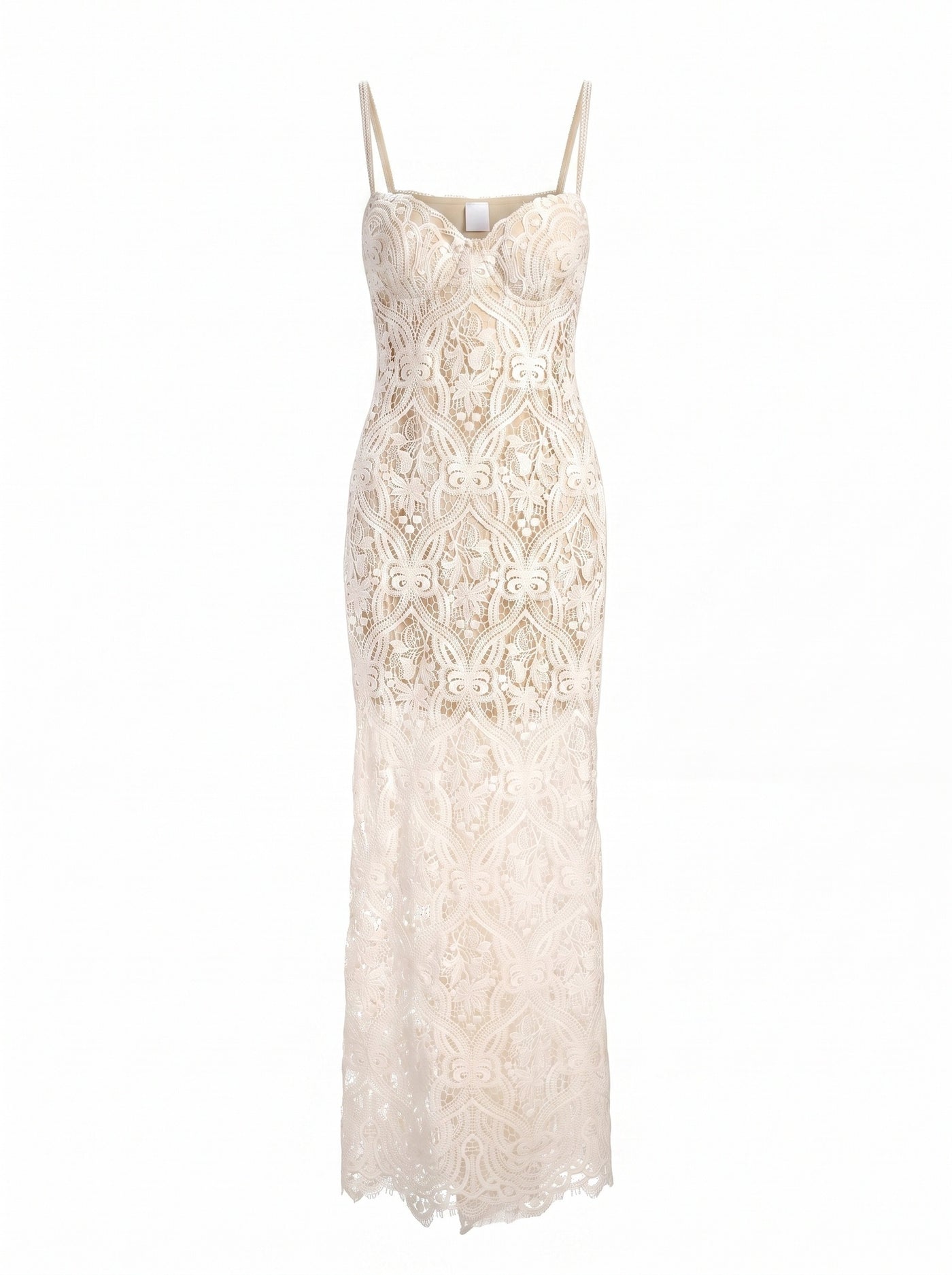 EMBROIDERED LACE BUSTIER GOWN