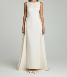GATHERED SATIN BOW WAIST GOWN