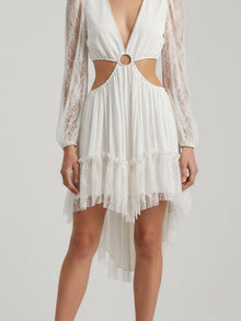 LACE RING-CUT MINI DRESS
