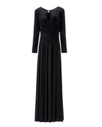 DRAPED KEYHOLE LONG GOWN
