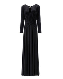 DRAPED KEYHOLE LONG GOWN