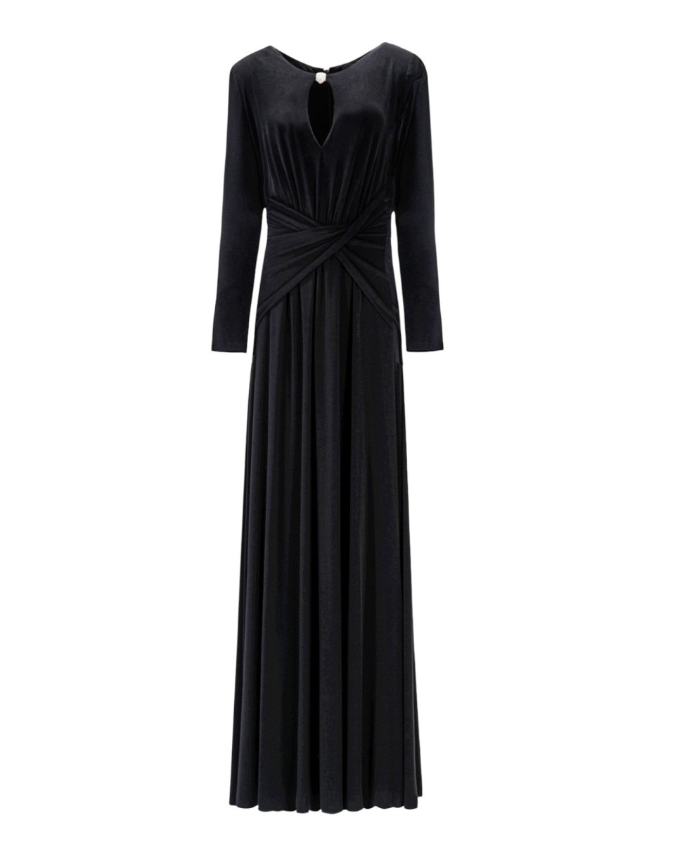 DRAPED KEYHOLE LONG GOWN