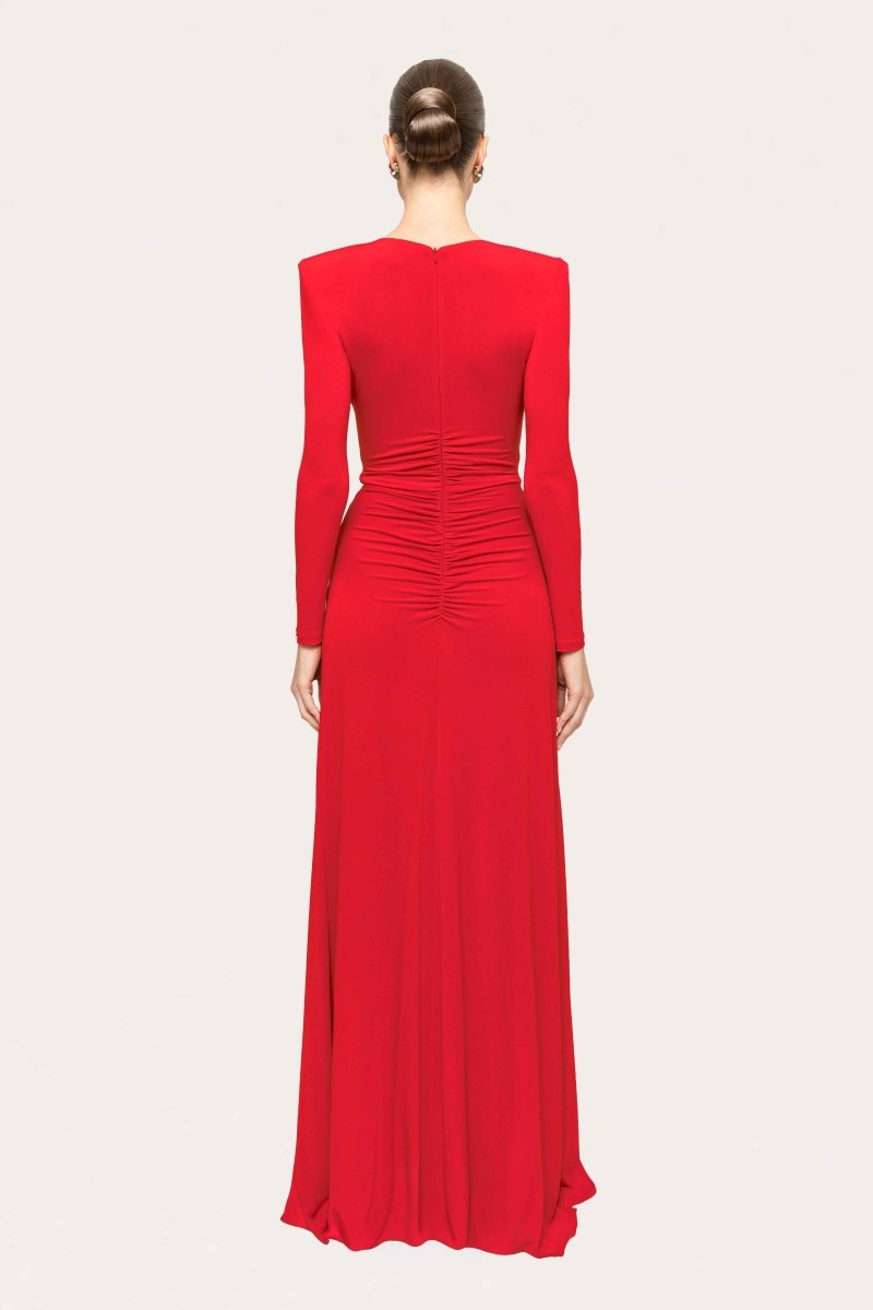 DRAPED KEYHOLE LONG GOWN