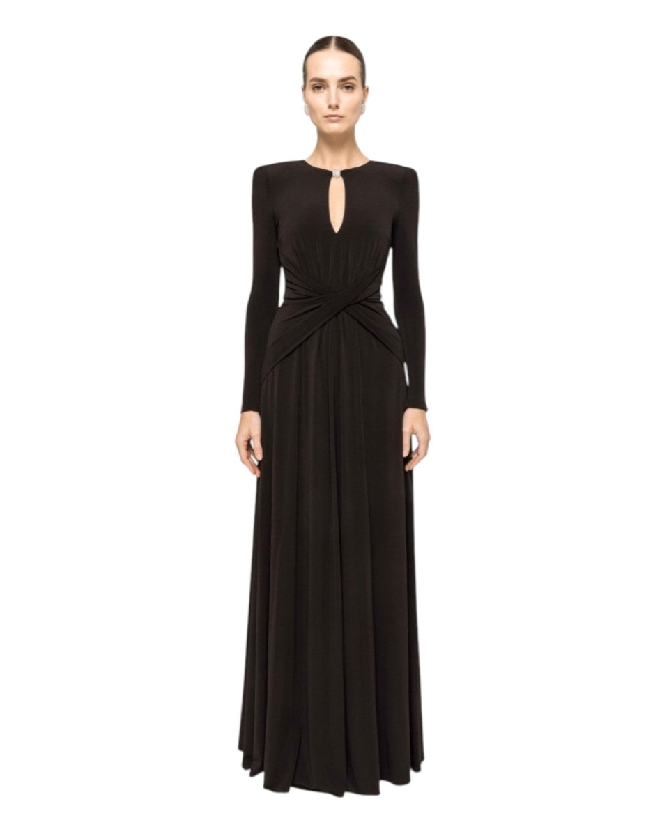 DRAPED KEYHOLE LONG GOWN - Nakhle.Ets - Dresses