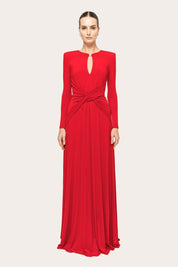 DRAPED KEYHOLE LONG GOWN