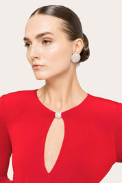 DRAPED KEYHOLE LONG GOWN