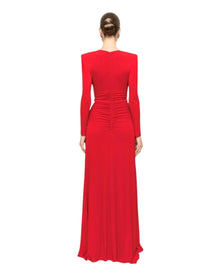 DRAPED KEYHOLE LONG GOWN