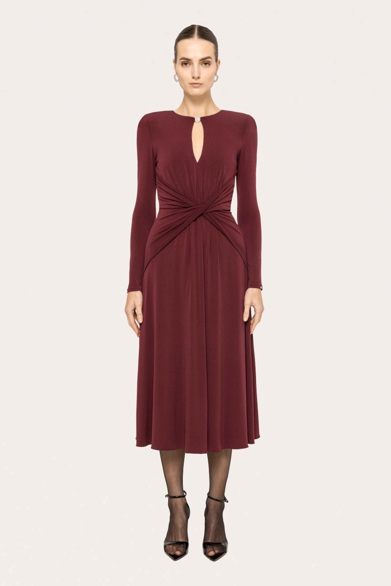 DRAPED KEYHOLE MIDI DRESS - Nakhle.Ets - Dresses