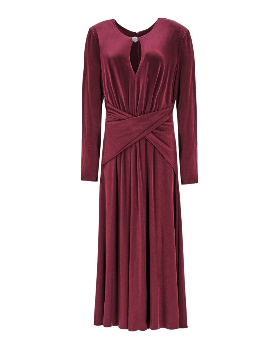 DRAPED KEYHOLE MIDI DRESS