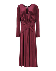 DRAPED KEYHOLE MIDI DRESS