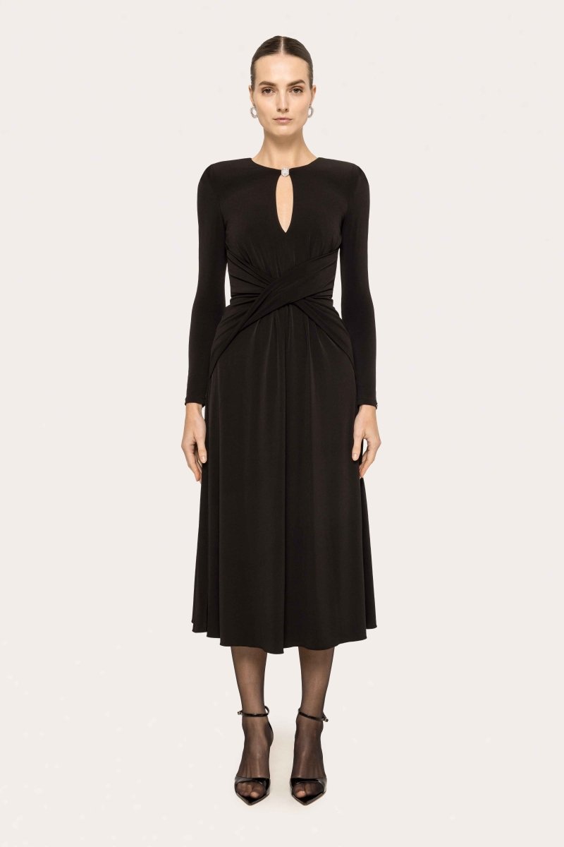 DRAPED KEYHOLE MIDI DRESS - Nakhle.Ets - Dresses