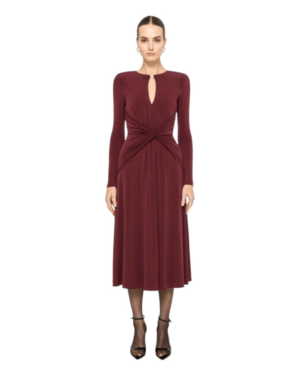 DRAPED KEYHOLE MIDI DRESS
