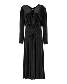DRAPED KEYHOLE MIDI DRESS