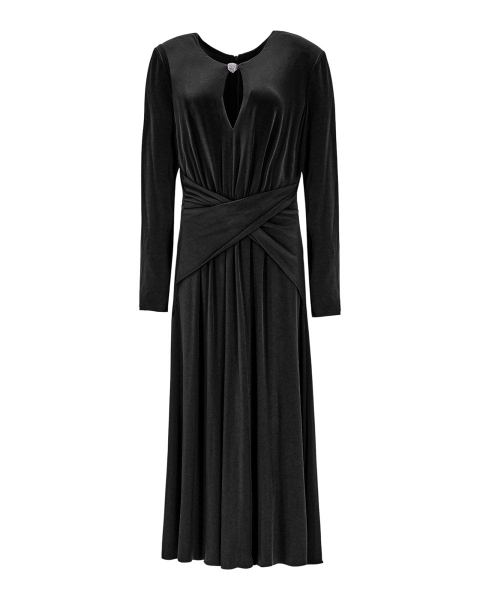 DRAPED KEYHOLE MIDI DRESS