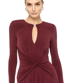 DRAPED KEYHOLE MIDI DRESS