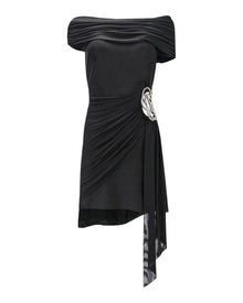 DRAPED OFF-SHOULDER MINI DRESS