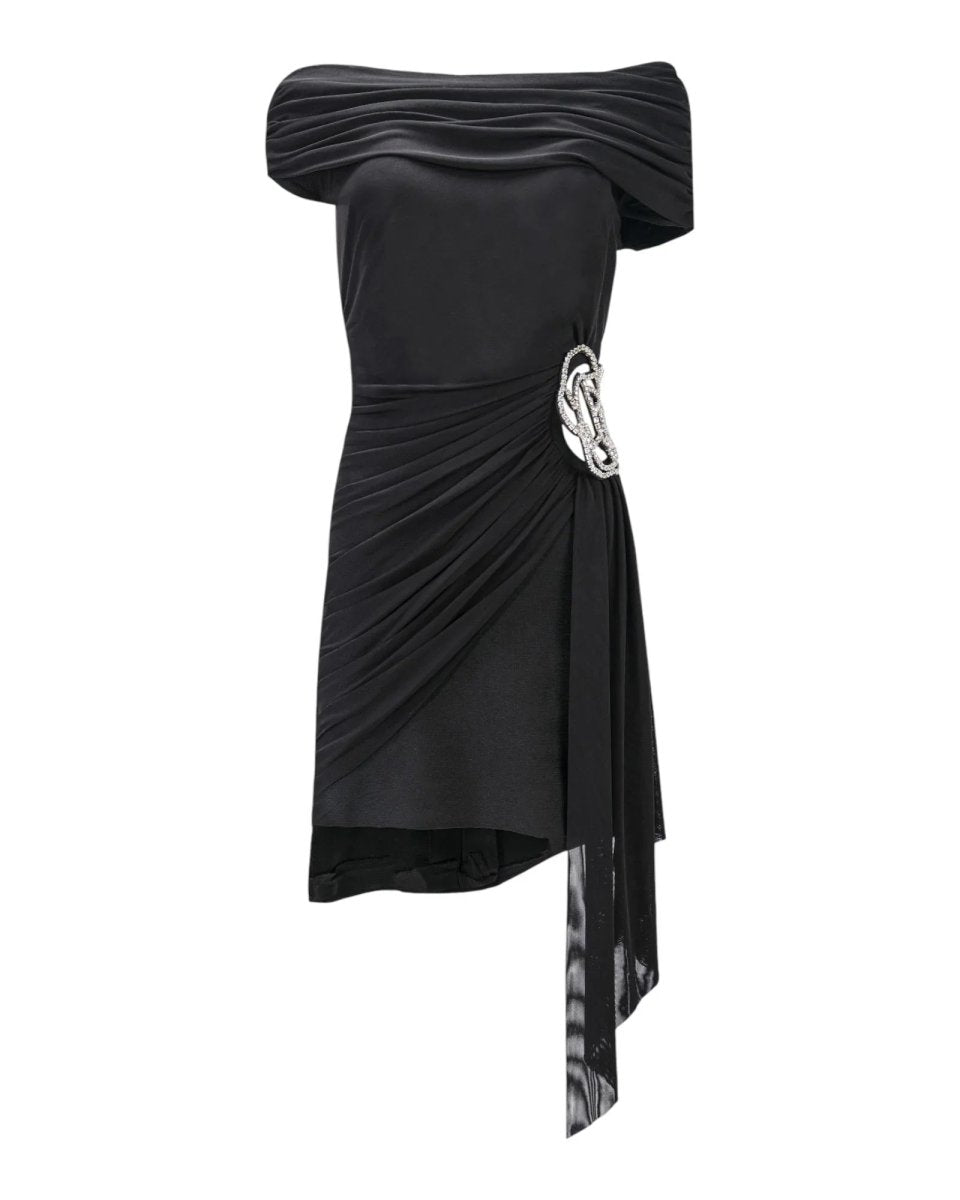 DRAPED OFF-SHOULDER MINI DRESS