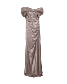 DRAPED SATIN STRAPLESS GOWN