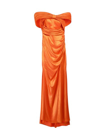DRAPED SATIN STRAPLESS GOWN