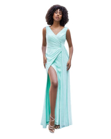 DRAPED SEQUIN WRAP GOWN