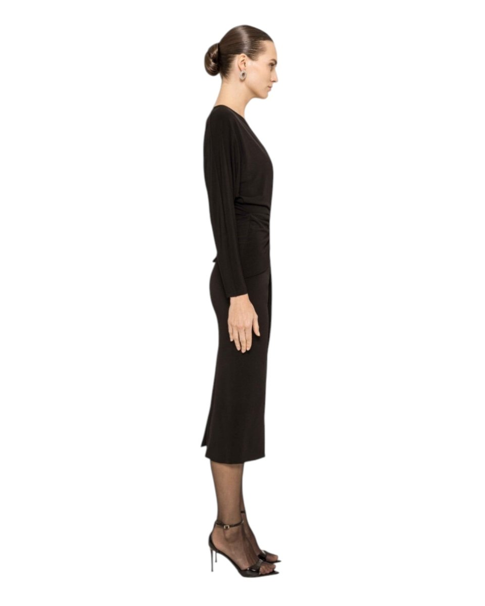 DRAPED V - NECK MIDI DRESS - Nakhle.Ets - Dresses