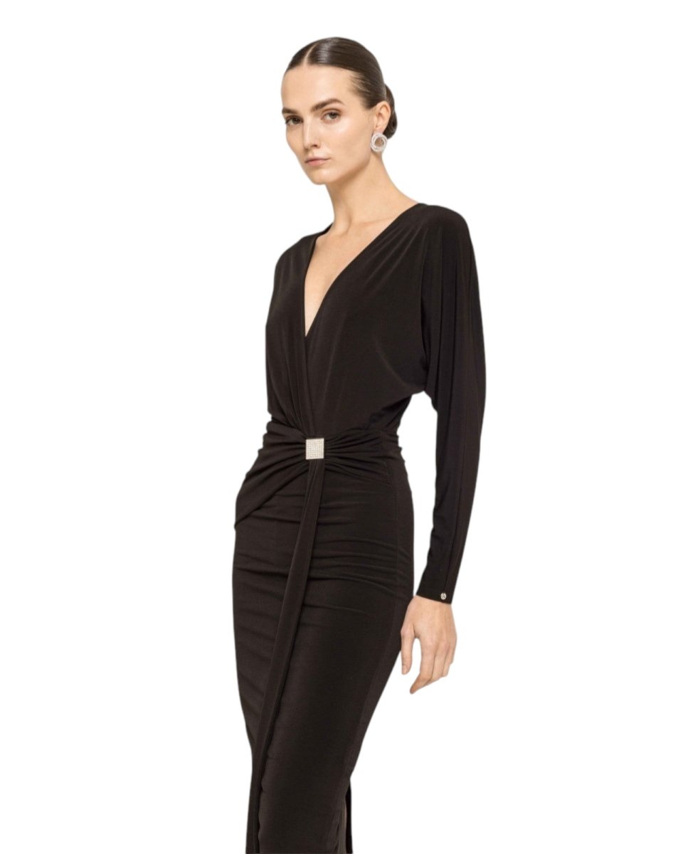 DRAPED V - NECK MIDI DRESS - Nakhle.Ets - Dresses